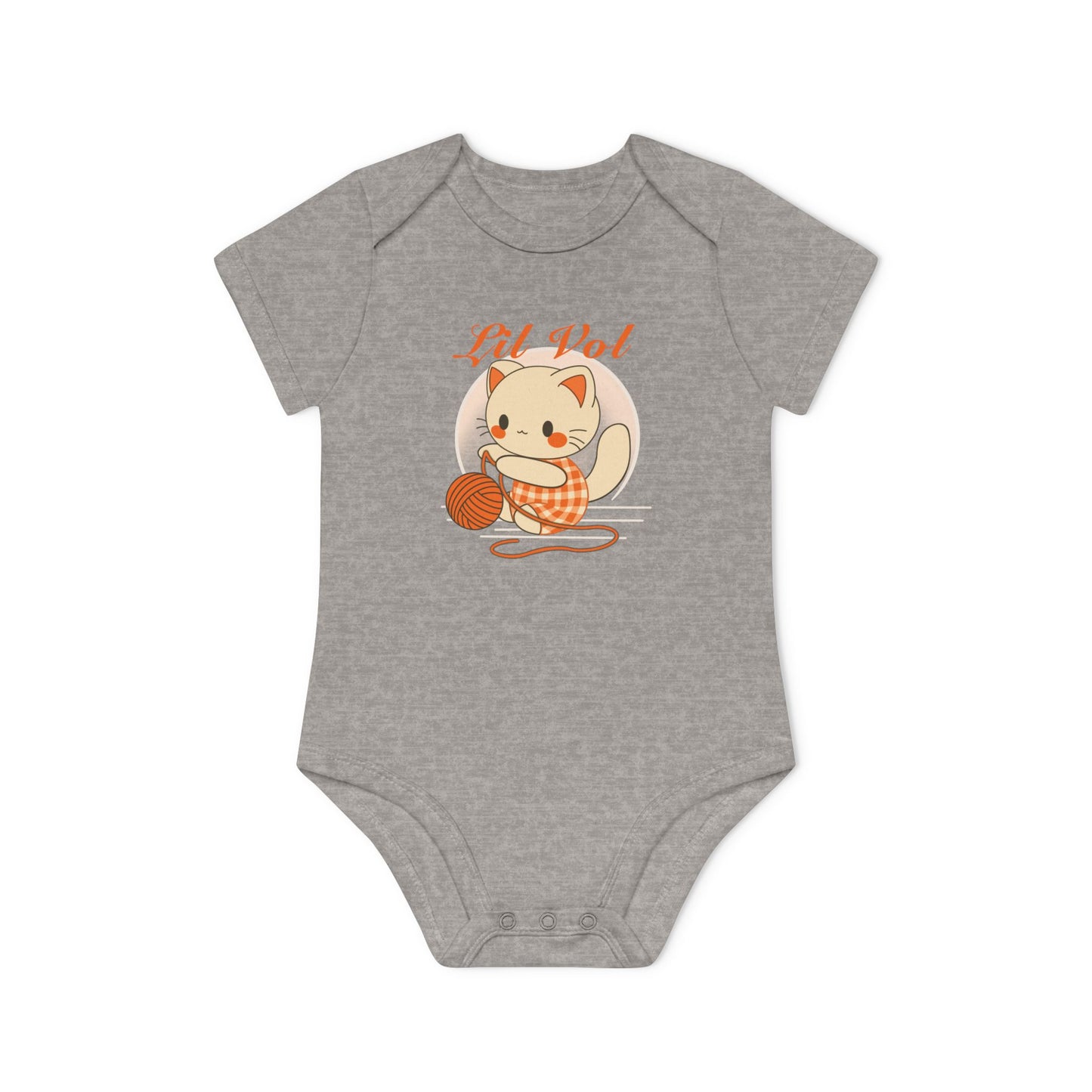 Cute UT Themed Cat Organic Baby Bodysuit - Short Sleeve, Perfect for Newborns