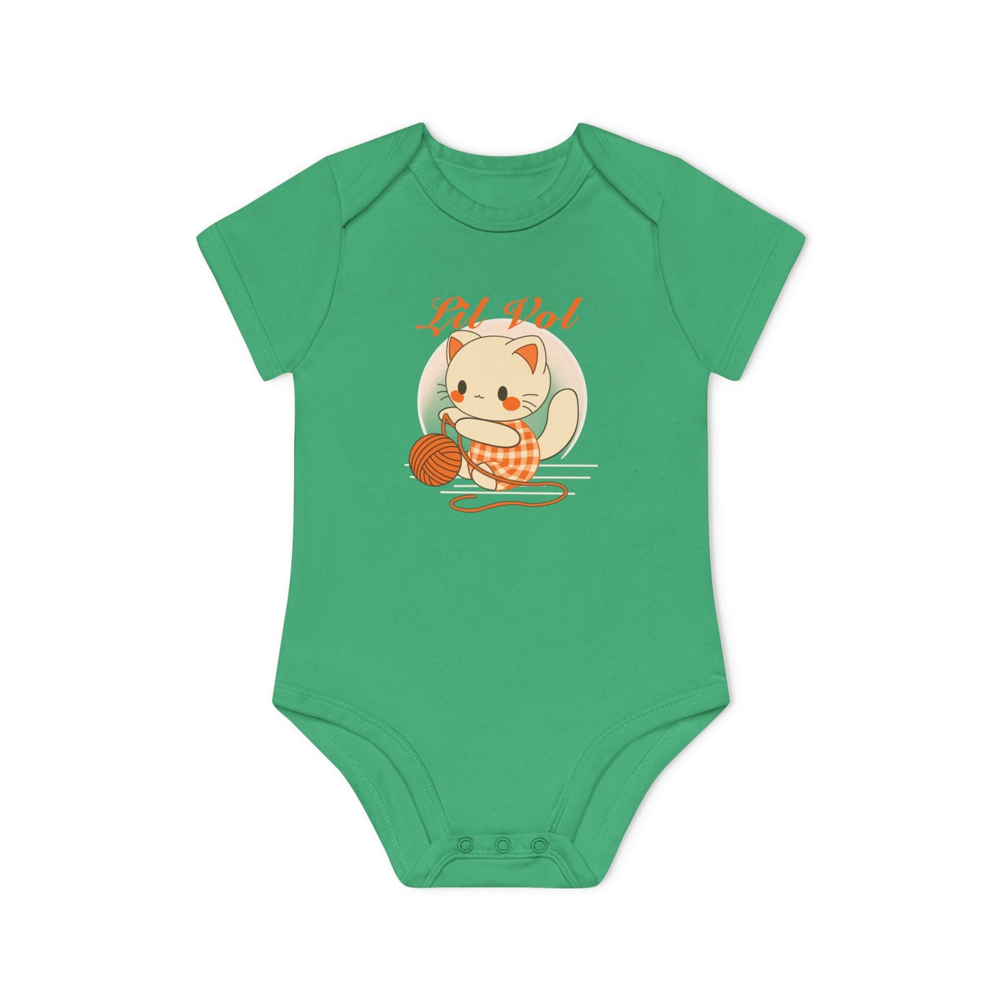 Cute UT Themed Cat Organic Baby Bodysuit - Short Sleeve, Perfect for Newborns