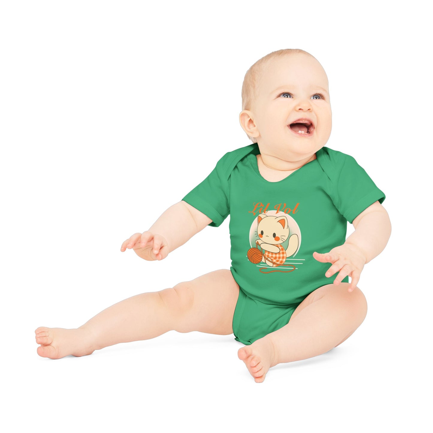 Cute UT Themed Cat Organic Baby Bodysuit - Short Sleeve, Perfect for Newborns
