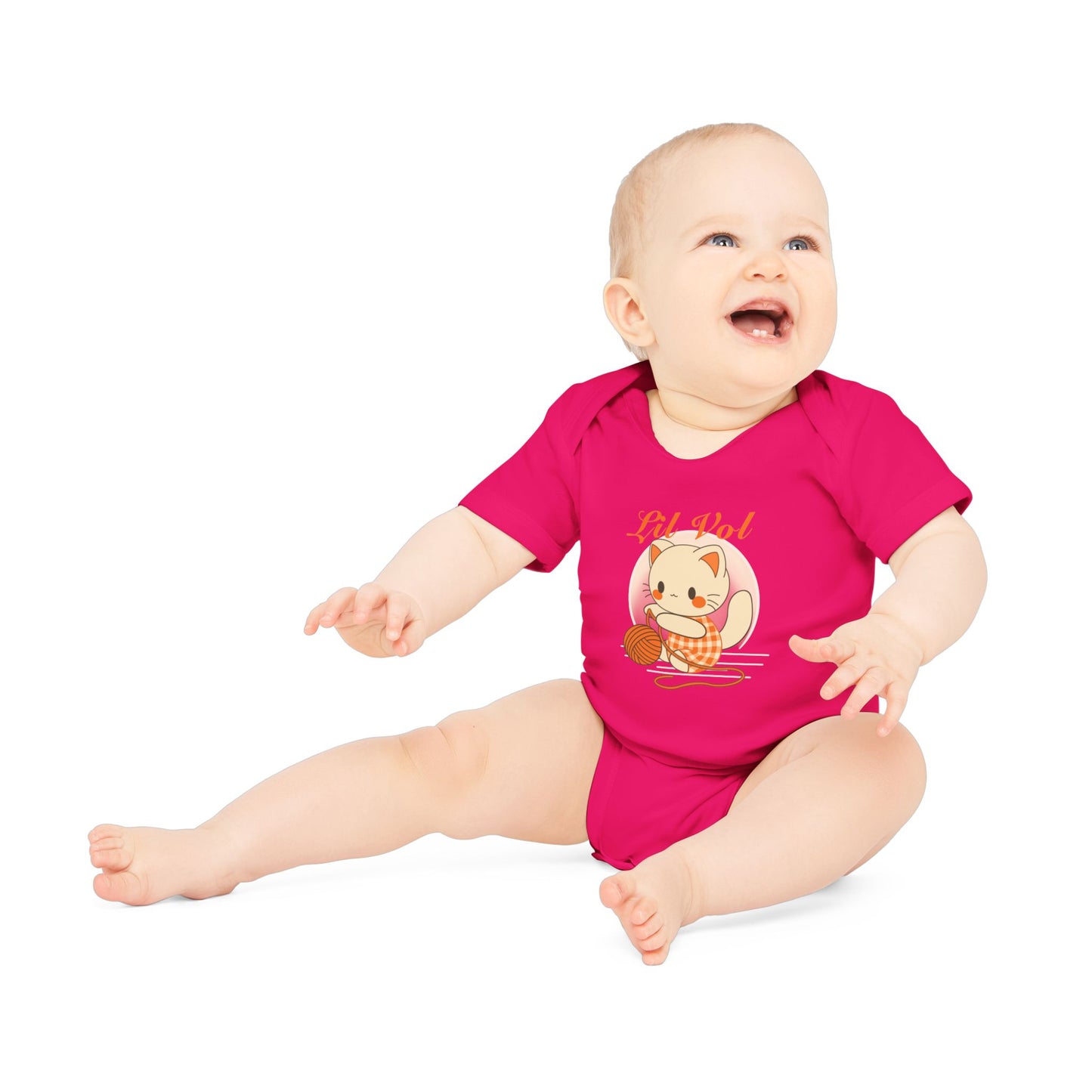Cute UT Themed Cat Organic Baby Bodysuit - Short Sleeve, Perfect for Newborns