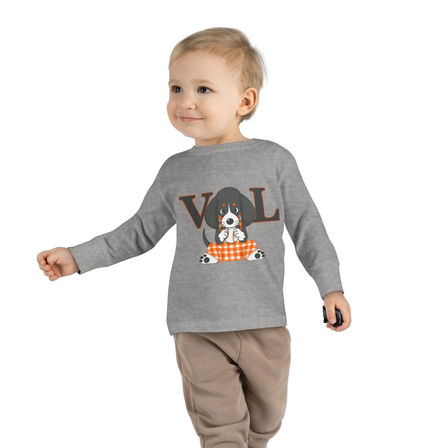 Cute Toddler Long Sleeve Tee with Adorable lil Smokey Design - Perfect for Pet Lovers