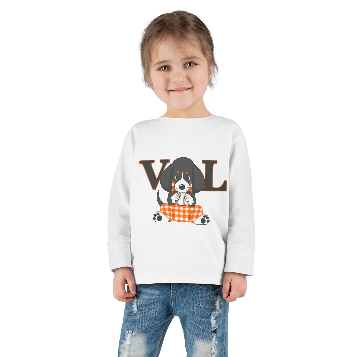 Cute Toddler Long Sleeve Tee with Adorable lil Smokey Design - Perfect for Pet Lovers