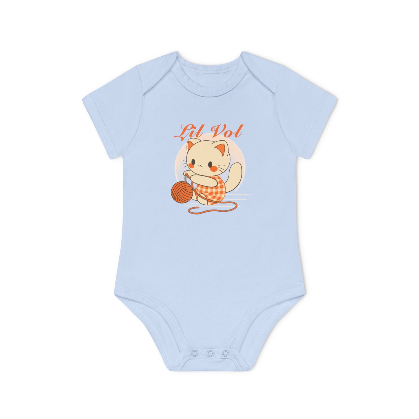 Cute UT Themed Cat Organic Baby Bodysuit - Short Sleeve, Perfect for Newborns