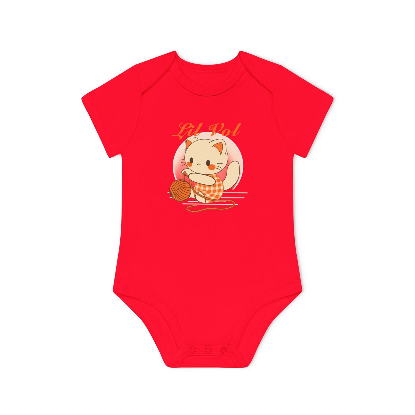 Cute UT Themed Cat Organic Baby Bodysuit - Short Sleeve, Perfect for Newborns