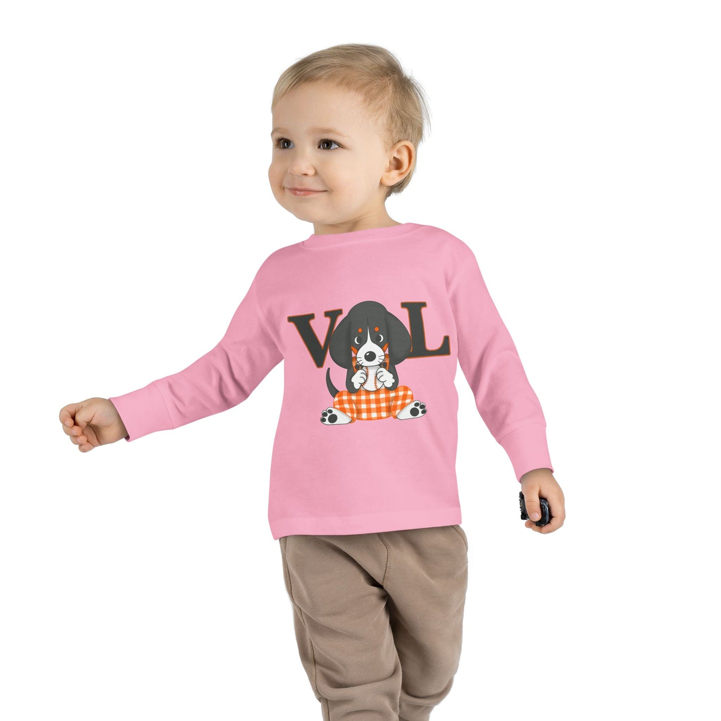 Cute Toddler Long Sleeve Tee with Adorable lil Smokey Design - Perfect for Pet Lovers