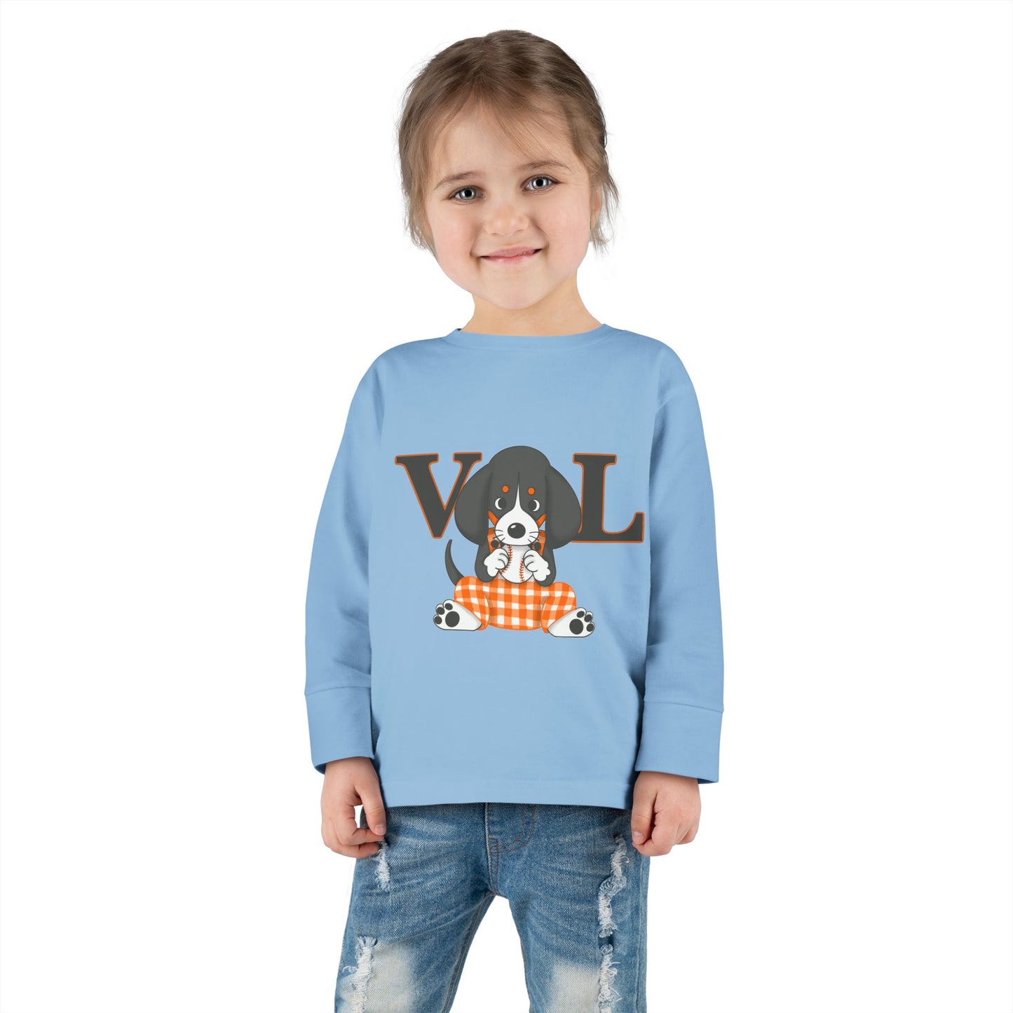 Cute Toddler Long Sleeve Tee with Adorable lil Smokey Design - Perfect for Pet Lovers