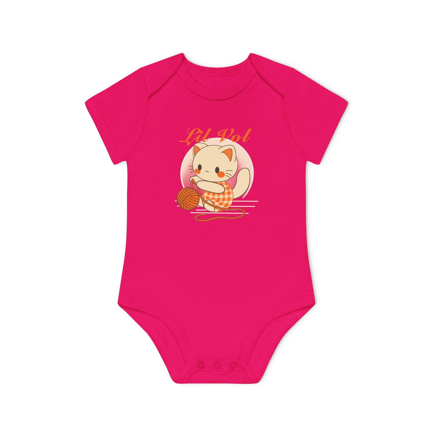 Cute UT Themed Cat Organic Baby Bodysuit - Short Sleeve, Perfect for Newborns