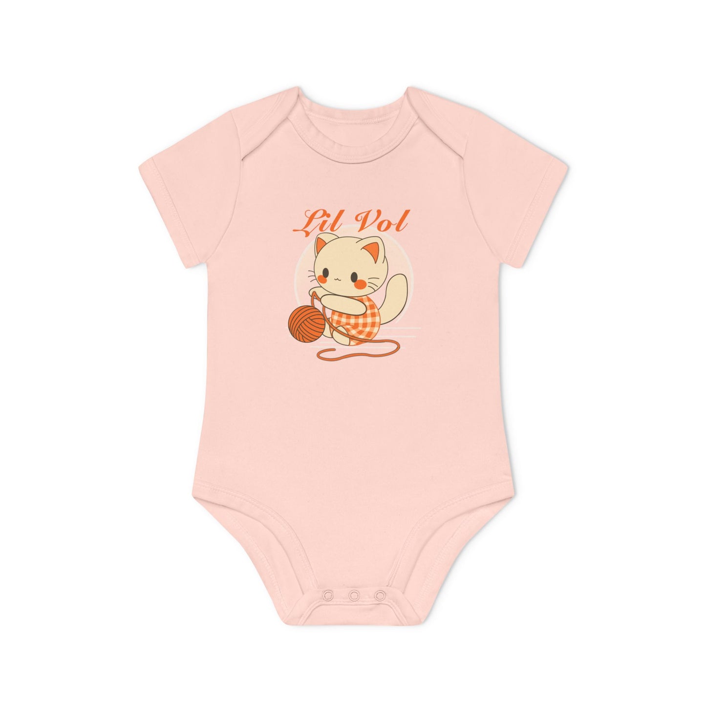 Cute UT Themed Cat Organic Baby Bodysuit - Short Sleeve, Perfect for Newborns
