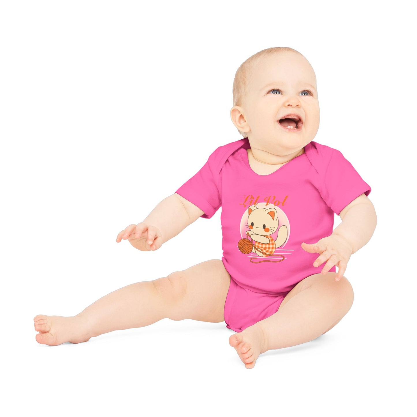 Cute UT Themed Cat Organic Baby Bodysuit - Short Sleeve, Perfect for Newborns