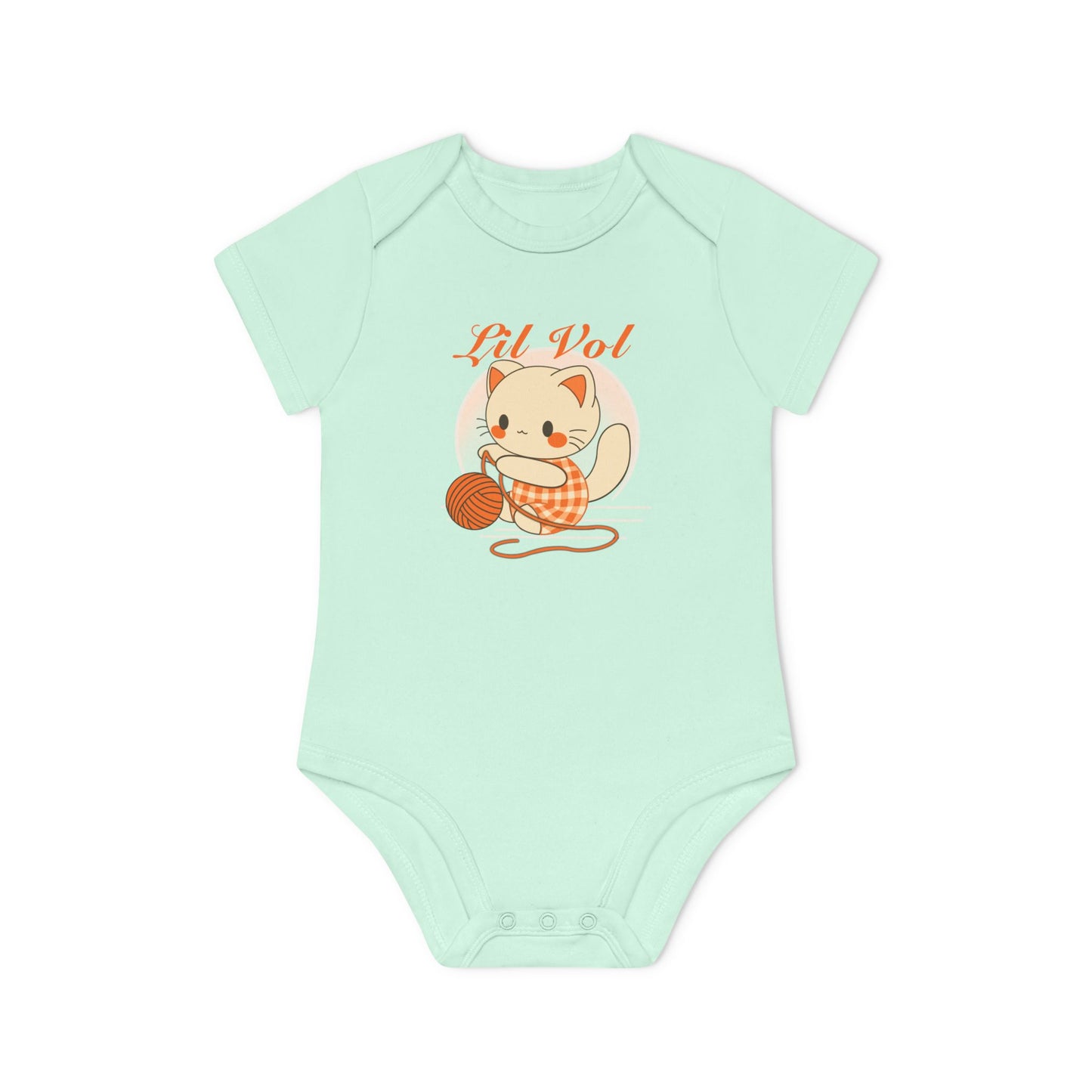 Cute UT Themed Cat Organic Baby Bodysuit - Short Sleeve, Perfect for Newborns