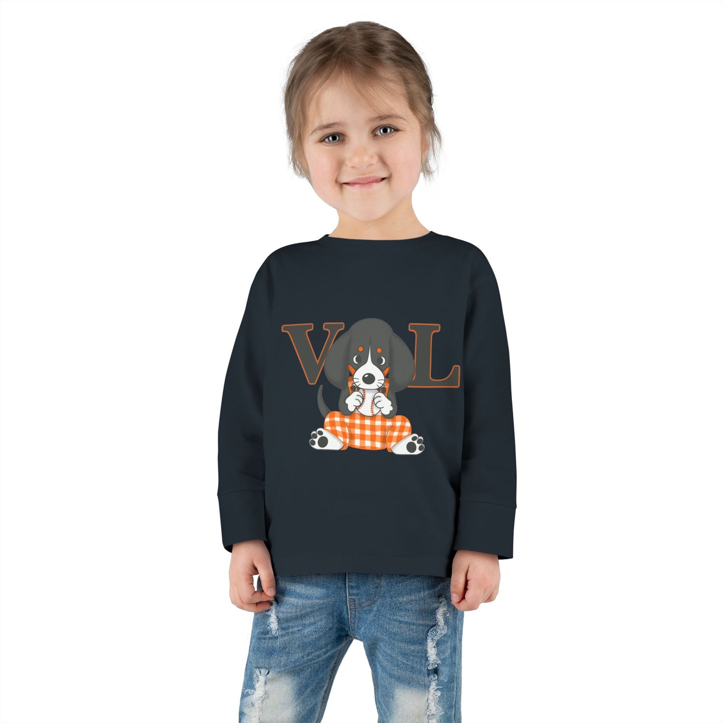 Cute Toddler Long Sleeve Tee with Adorable lil Smokey Design - Perfect for Pet Lovers