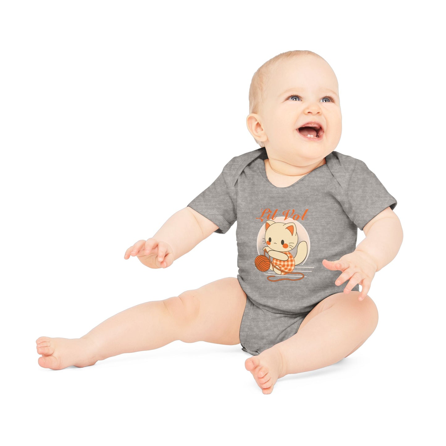 Cute UT Themed Cat Organic Baby Bodysuit - Short Sleeve, Perfect for Newborns