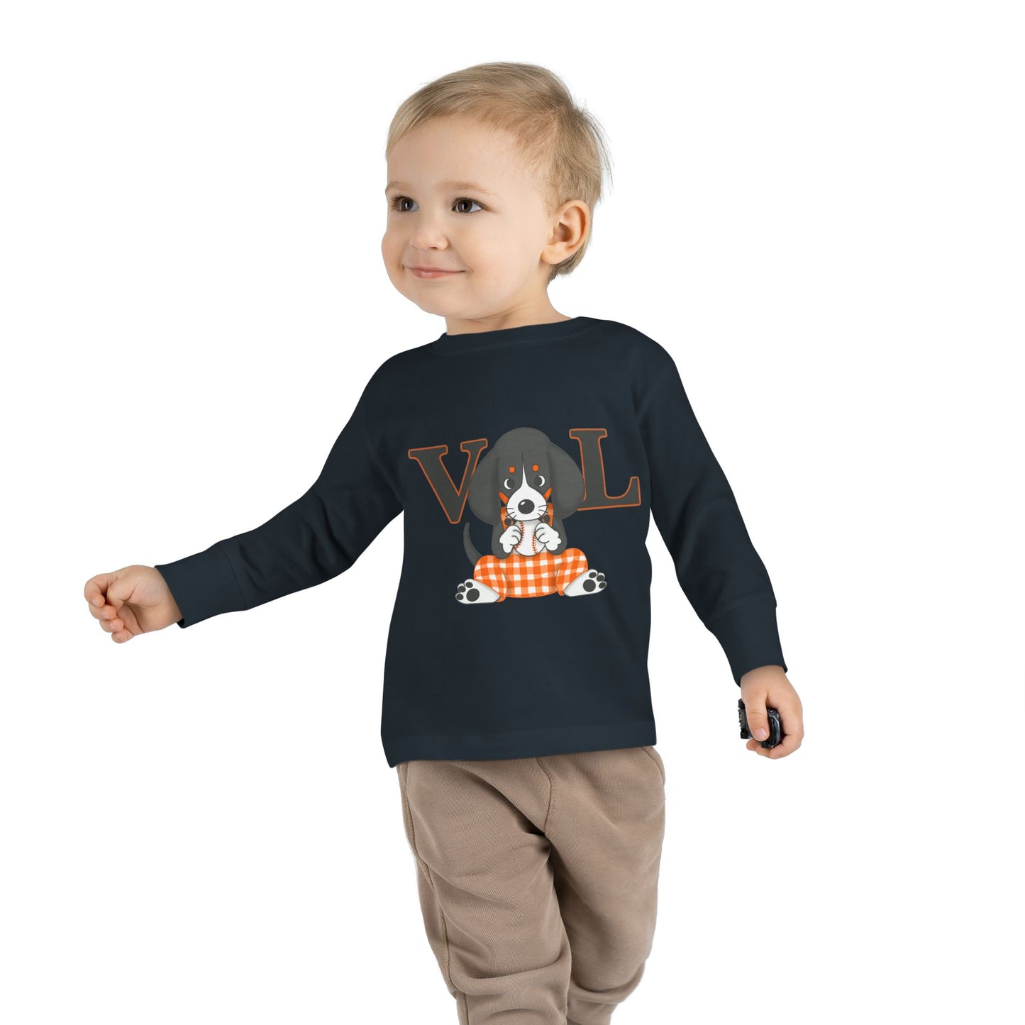 Cute Toddler Long Sleeve Tee with Adorable lil Smokey Design - Perfect for Pet Lovers