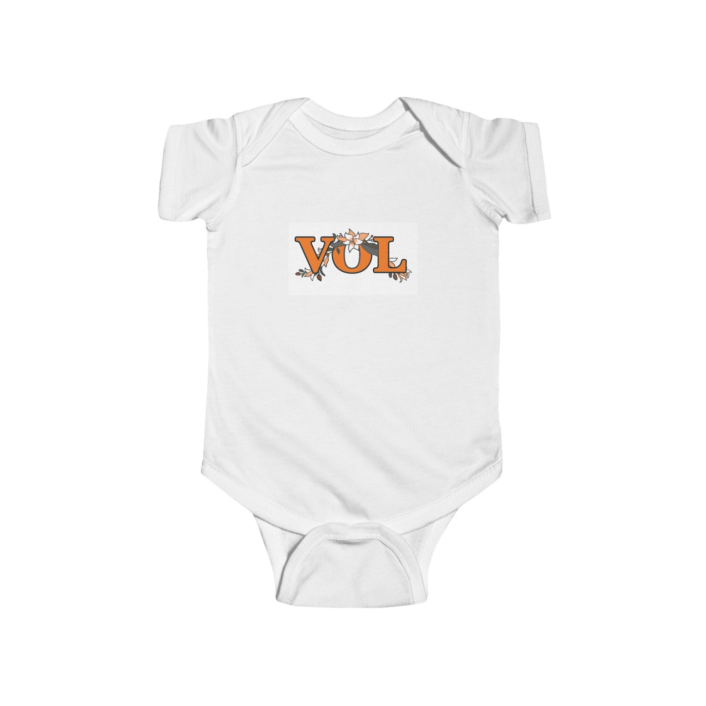 Cute Infant Jersey Bodysuit with Floral 'VOL' Design