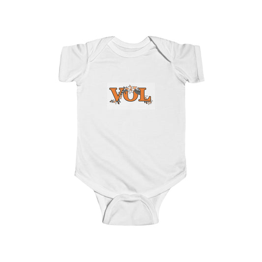 Cute Infant Jersey Bodysuit with Floral 'VOL' Design