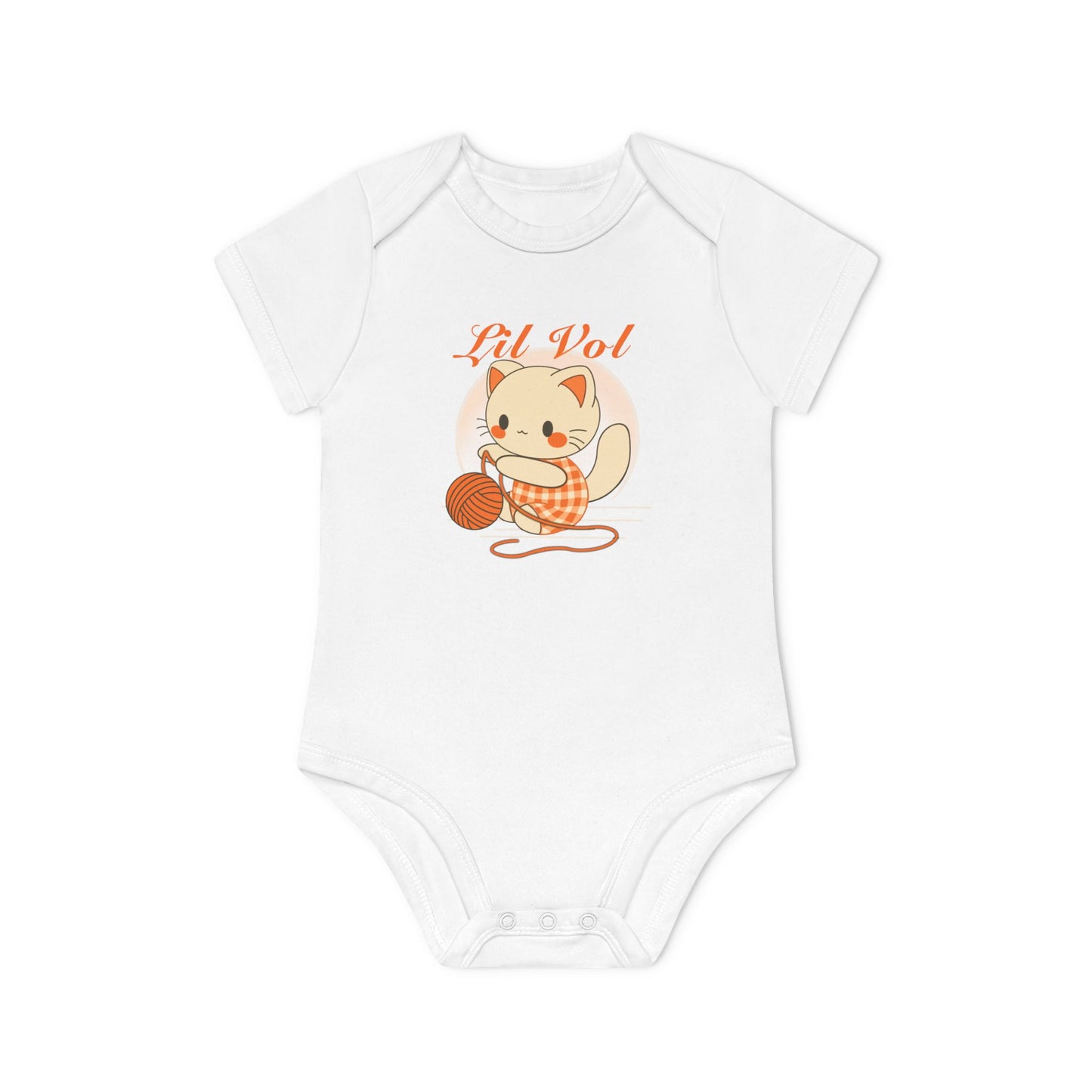 Cute UT Themed Cat Organic Baby Bodysuit - Short Sleeve, Perfect for Newborns