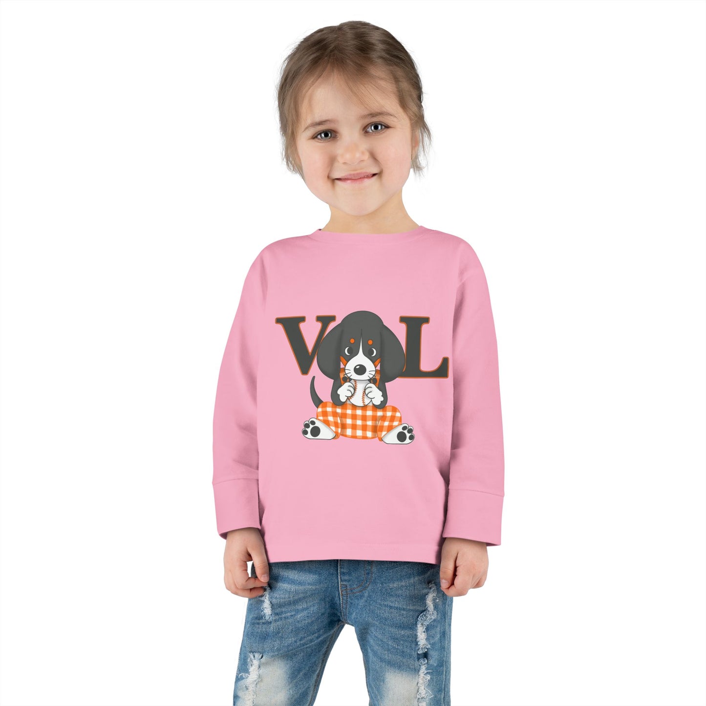 Cute Toddler Long Sleeve Tee with Adorable lil Smokey Design - Perfect for Pet Lovers