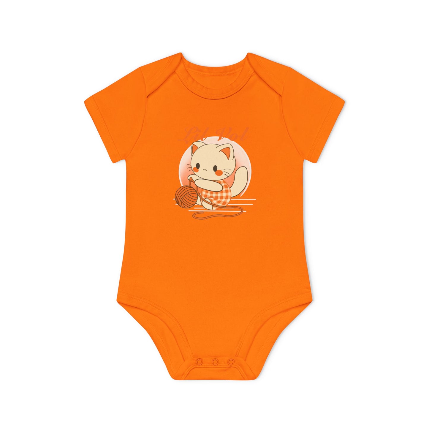 Cute UT Themed Cat Organic Baby Bodysuit - Short Sleeve, Perfect for Newborns
