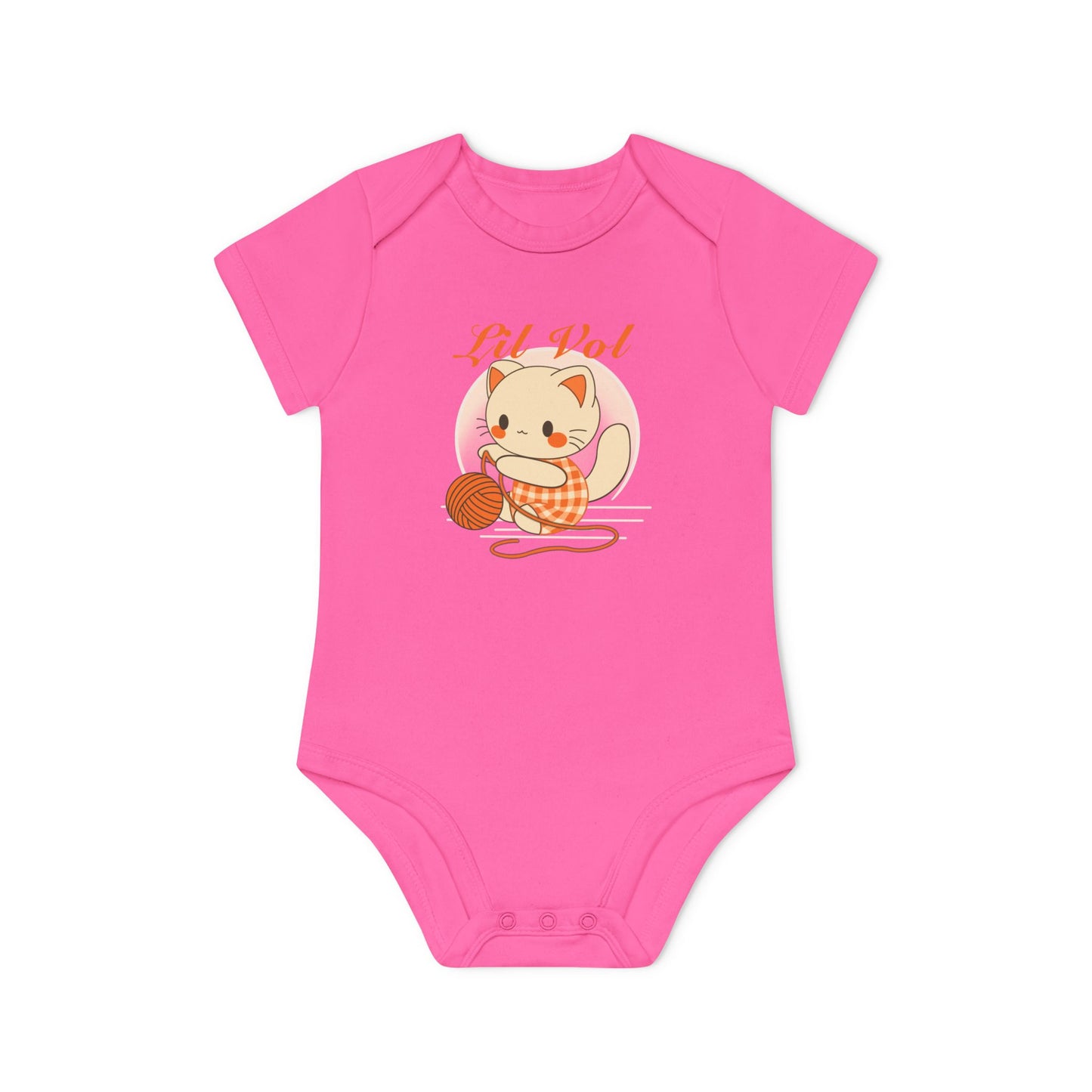 Cute UT Themed Cat Organic Baby Bodysuit - Short Sleeve, Perfect for Newborns