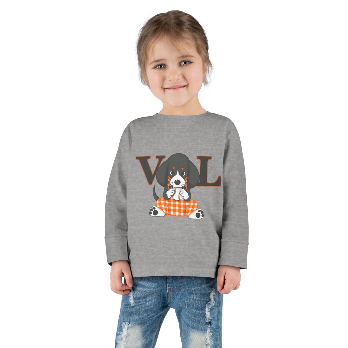 Cute Toddler Long Sleeve Tee with Adorable lil Smokey Design - Perfect for Pet Lovers