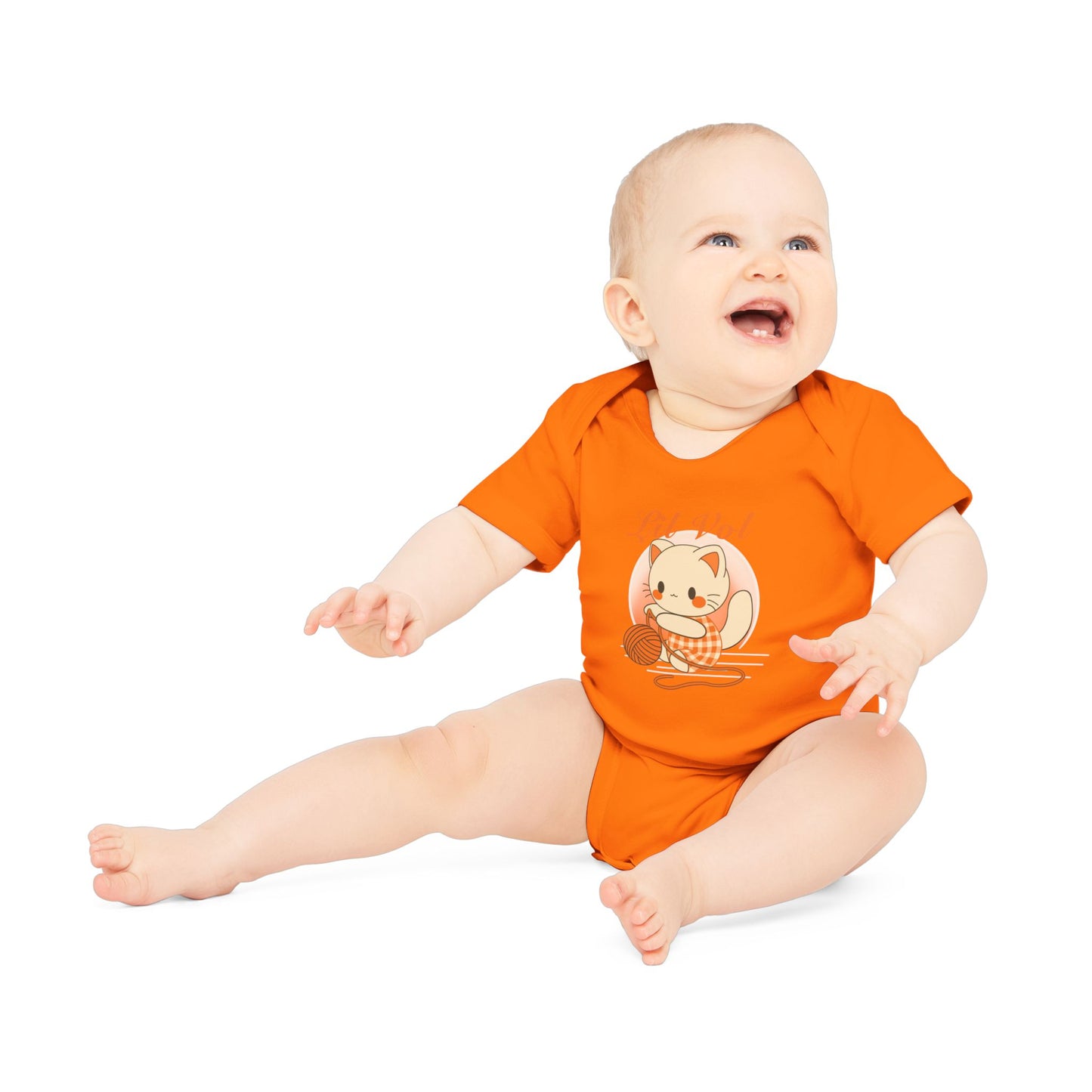 Cute UT Themed Cat Organic Baby Bodysuit - Short Sleeve, Perfect for Newborns
